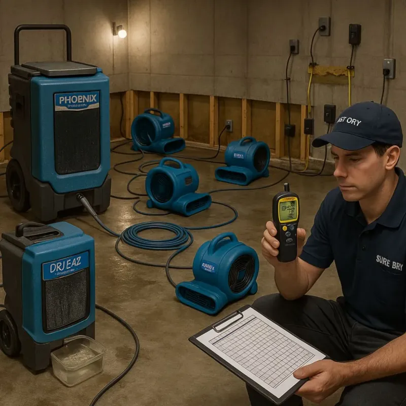 Structural Drying and Dehumidification process in Nora Springs, IA